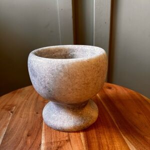 Mortar Only- 5” Tall White Marble W Gray Stone Heavy Spice Grinder